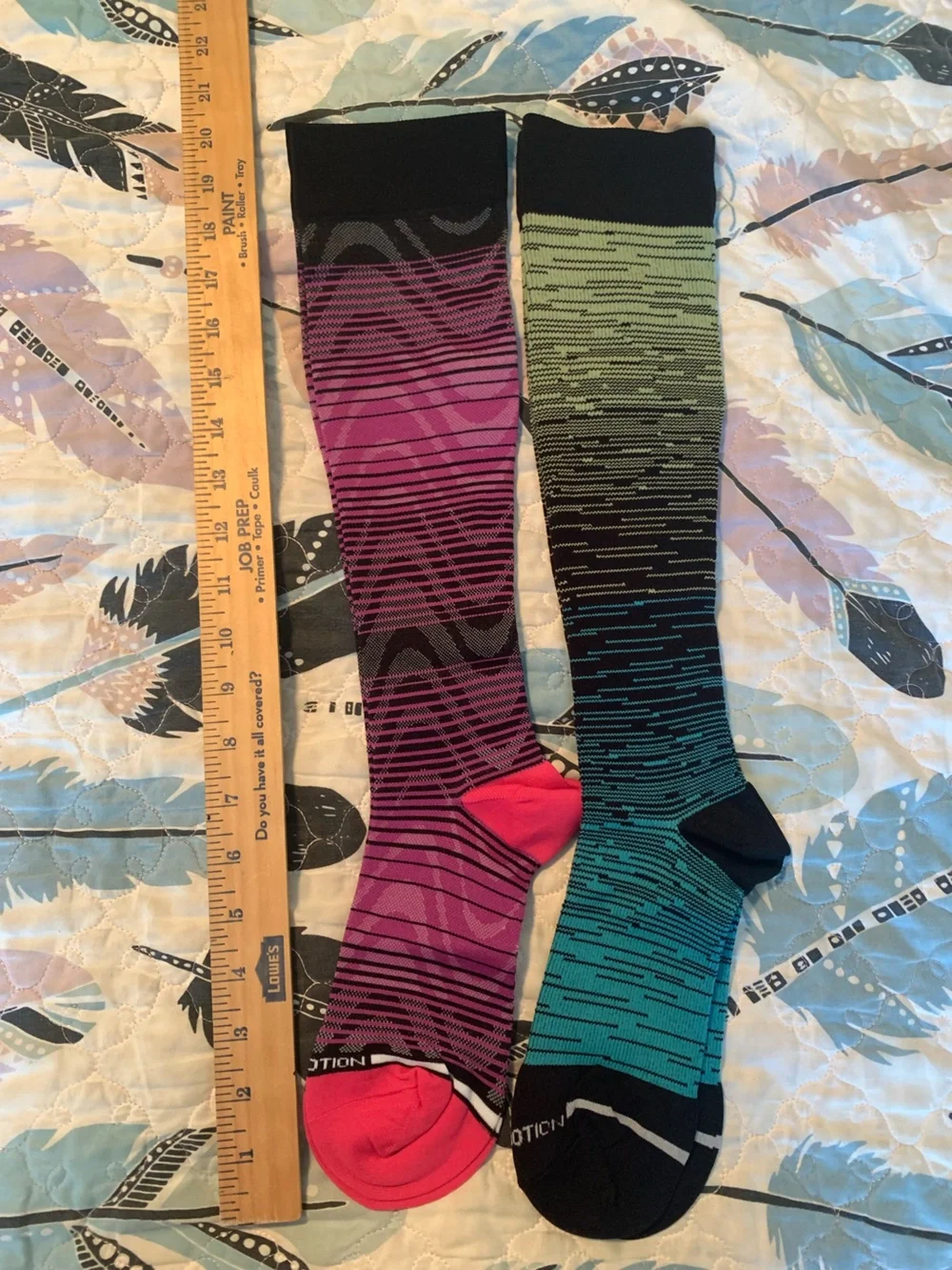 NWOT Women’s Performance Compression Socks — Pink and Teal Stripe